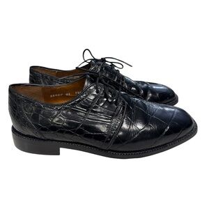 Stacy Adams Black Crocodile Pattern Leather Dress Shoes Size 7.5M